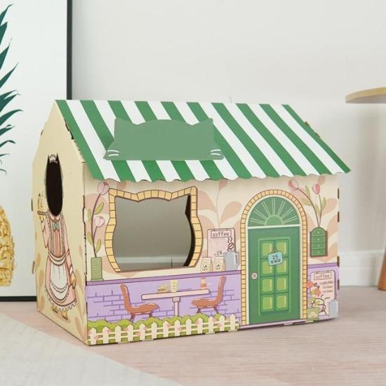 Kitty Cardboard House with Durable, Fun Interactive City Designs-Cat Playhouse-Cafe-6-Colydia