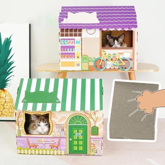 Kitty Cardboard House with Durable, Fun Interactive City Designs-Cat Playhouse-3-Colydia