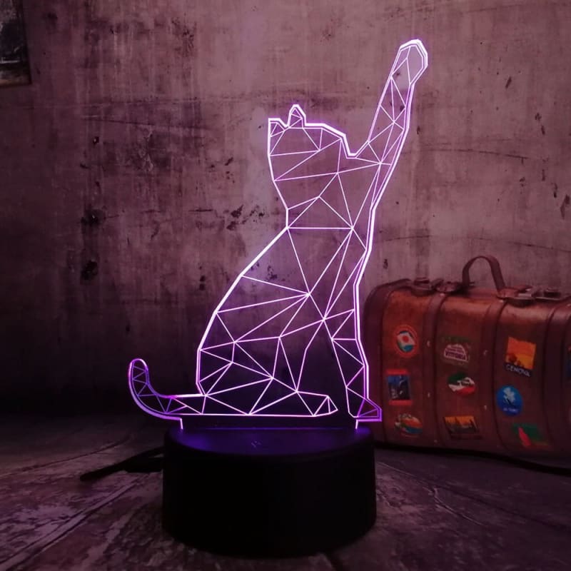 3D LED Cat Lamp with 7 Colors - Optical Illusion Decor Light-3D LED Cat Lamp-Paw Up Cat-2-Colydia