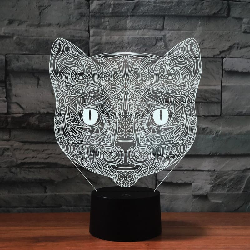 3D LED Cat Lamp with 7 Colors - Optical Illusion Decor Light-3D LED Cat Lamp-Cat Head-4-Colydia