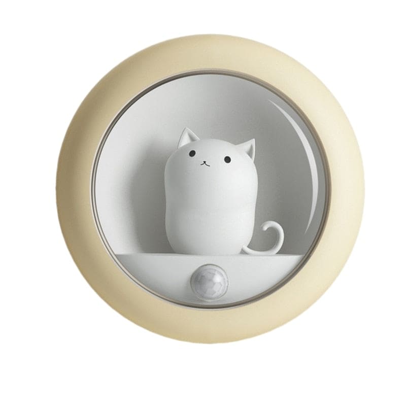 Motion Sensor Cat Night Light with USB, Dual Brightness Levels-Motion Sensor Night Light-Beige-11-Colydia