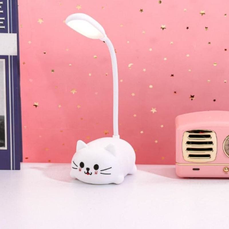 Minimalist Cat Desk Lamp with LED Bulb and USB Adapter-Cat Desk Lamp-White-3-Colydia