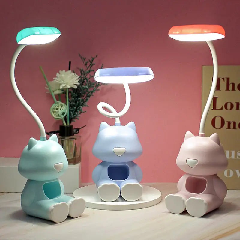 Flexible Cat-Shaped LED Lamp with Phone Holder & Storage-LED Desk Lamp with Phone Holder-3-Colydia