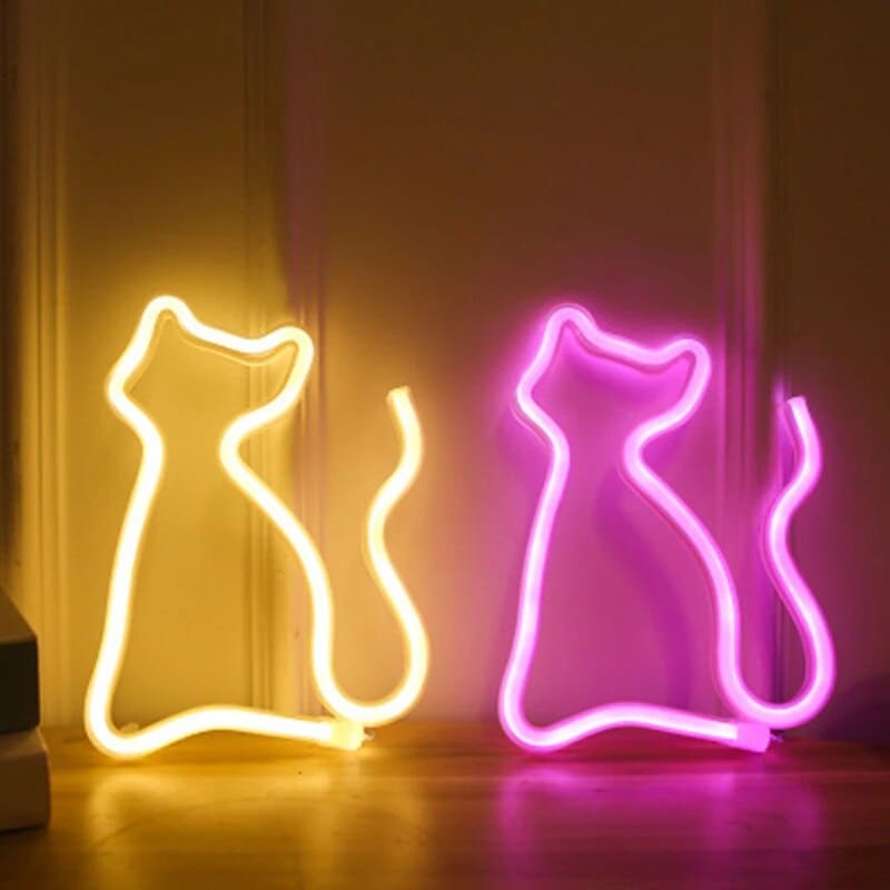 USB/Battery Powered Neon Cat Lamp - Whimsical Vintage Decor-Neon Cat Lamp-2-Colydia