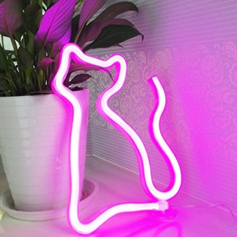 USB/Battery Powered Neon Cat Lamp - Whimsical Vintage Decor-Neon Cat Lamp-Pink-3-Colydia