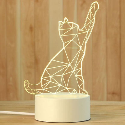 3D Cat Night Light with Paw Up - USB & Battery-Powered LED Decor-3D Cat Night Light-2-Colydia