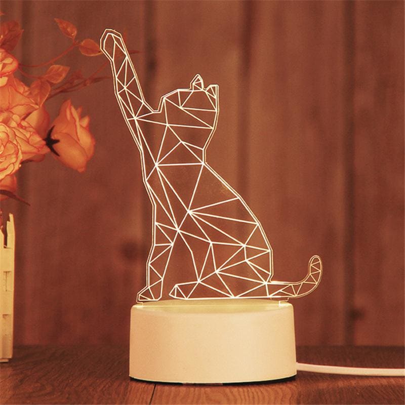 3D Cat Night Light with Paw Up - USB & Battery-Powered LED Decor-3D Cat Night Light-1-Colydia