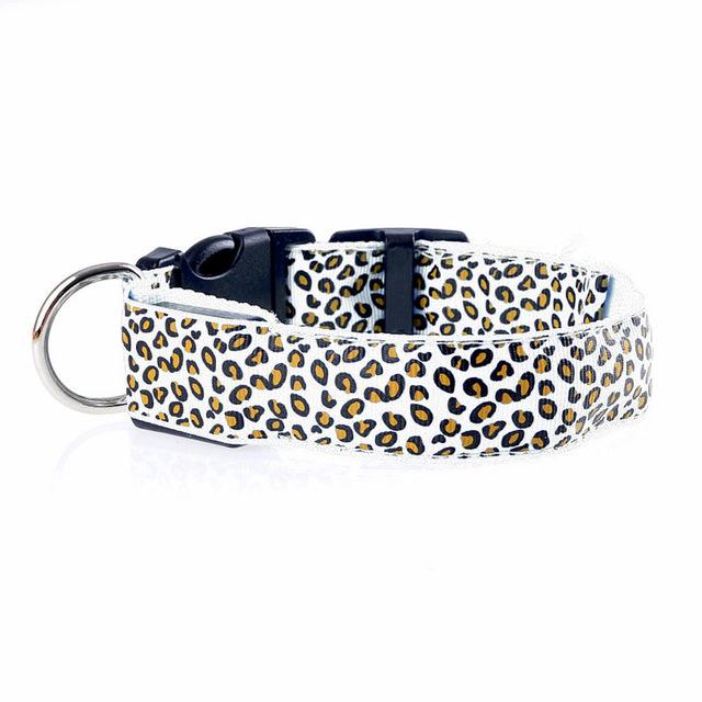 Leopard Print LED Pet Collar with 3 Light Modes & Included Batteries-LED Pet Collar-White-S-10-Colydia