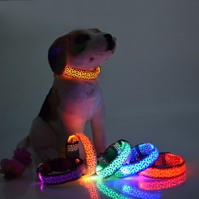 Leopard Print LED Pet Collar with 3 Light Modes & Included Batteries-LED Pet Collar-3-Colydia