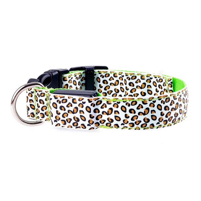 Leopard Print LED Pet Collar with 3 Light Modes & Included Batteries-LED Pet Collar-Green-S-11-Colydia