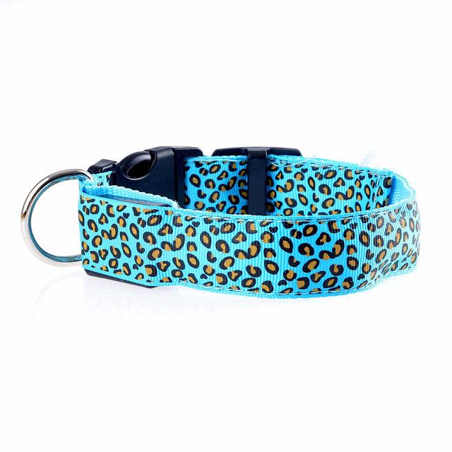 Leopard Print LED Pet Collar with 3 Light Modes & Included Batteries-LED Pet Collar-Blue-S-9-Colydia