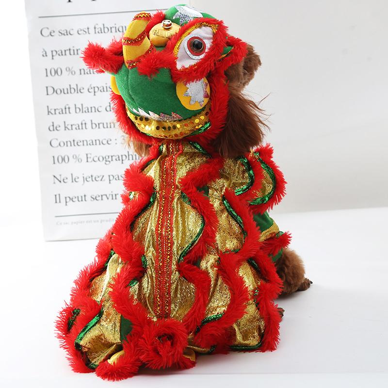 Festive Lion Dance Pet Costume for Celebrations - Eye-Catching Design-Pet Costume-S-1-Colydia