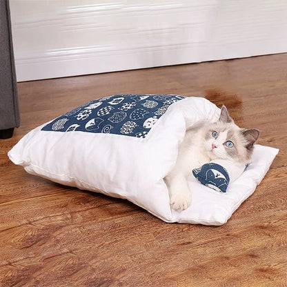 Luxurious Cat Bed - Machine Washable, Cute Pattern, Cozy Design-Cat Bed-Blue-L (65x50cm)-2-Colydia