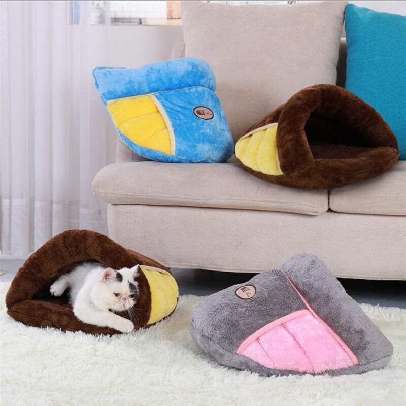 Warm Snuggle Cat Bed - Cotton, Multi-Color, Ideal for Cold Seasons-Cat Bed-1-Colydia