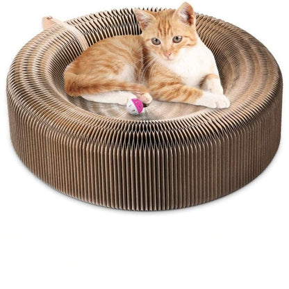 2-in-1 Foldable Cat Bed & Scratching Post, Corrugated Cardboard-Cat Bed & Scratching Post-5-Colydia