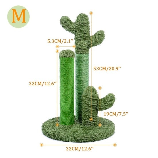 Durable Cactus Cat Scratcher with Sisal Rope & Hanging Toy Ball-Cat Scratching Post-4-Colydia