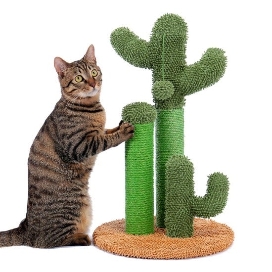 Durable Cactus Cat Scratcher with Sisal Rope & Hanging Toy Ball-Cat Scratching Post-3-Colydia