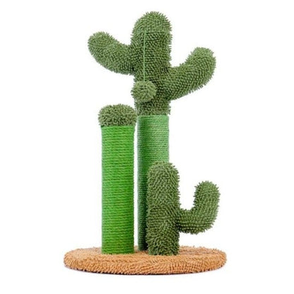 Durable Cactus Cat Scratcher with Sisal Rope & Hanging Toy Ball-Cat Scratching Post-Brown base-M-7-Colydia