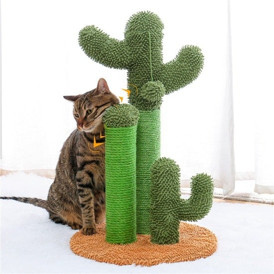 Durable Cactus Cat Scratcher with Sisal Rope & Hanging Toy Ball-Cat Scratching Post-1-Colydia