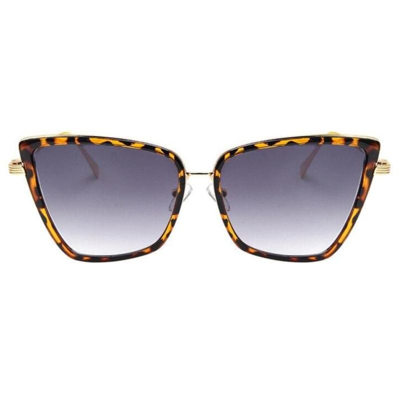 Matte Black Bold Cat Eye Sunglasses for Women with UV Protection-Cat Eye Sunglasses-Leopard Frame-5-Colydia