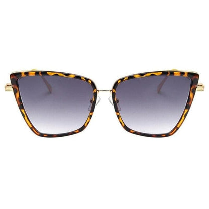 Matte Black Bold Cat Eye Sunglasses for Women with UV Protection-Cat Eye Sunglasses-Leopard Frame-5-Colydia