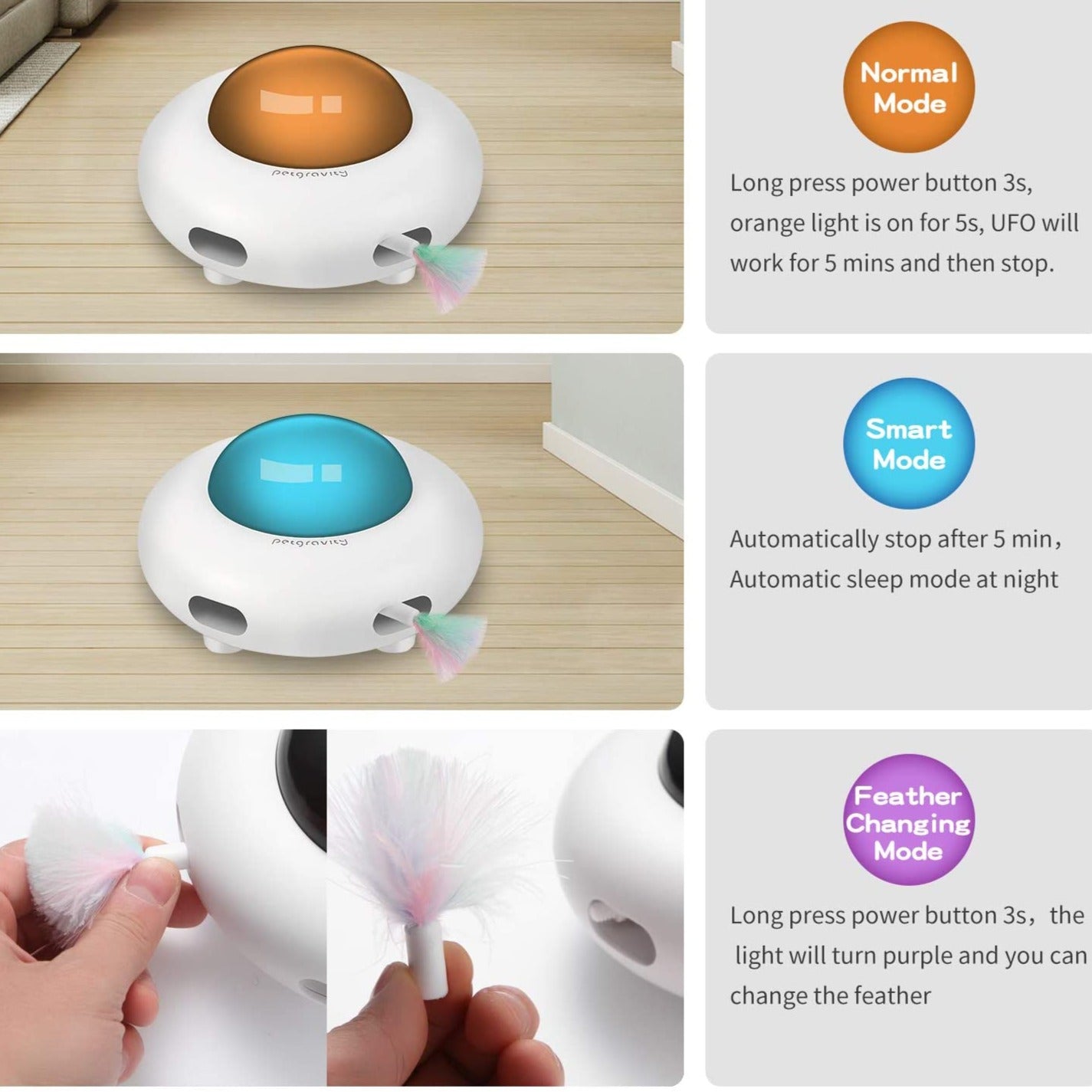 Smart 360° Cat Toy with USB Charging & Obstacle Avoidance Feature-Interactive Cat Toy-6-Colydia