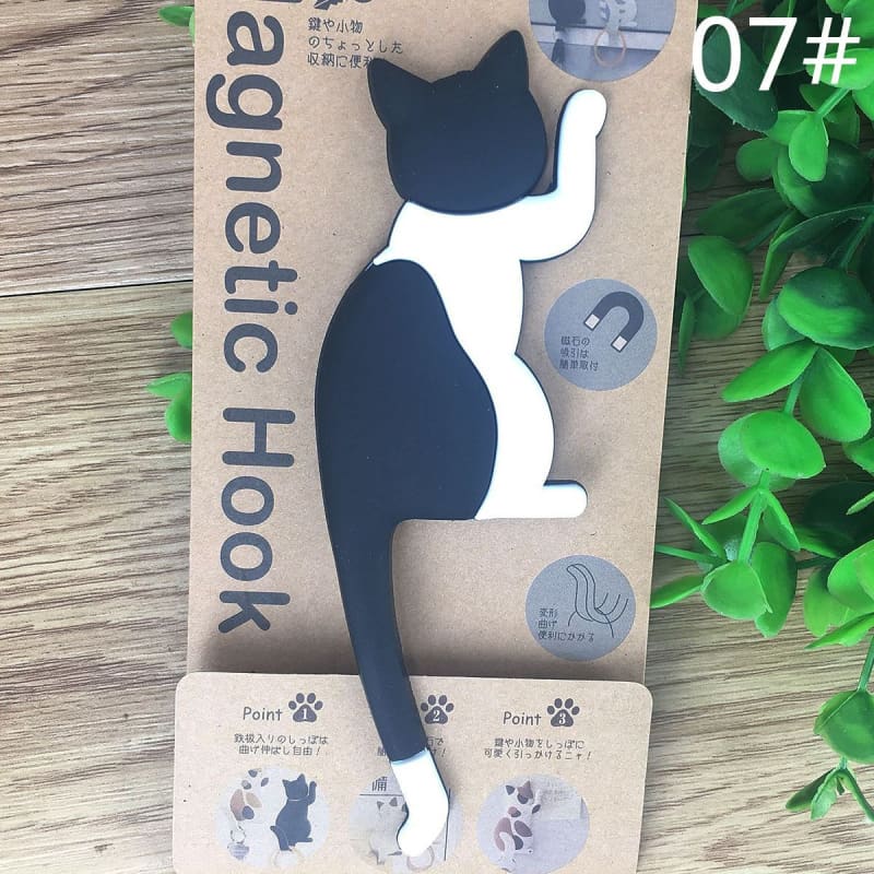 Cat Magnet HOOKAT™ - Stylish Fridge Decor & Functional Organizer-Fridge Magnet Organizer-7 (Black and White)-4-Colydia