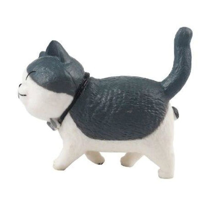 Cute Cat Magnet with Rotating Head – Metal & Resin Fridge Decor-Cat Magnet Decor-Gray and white-9-Colydia