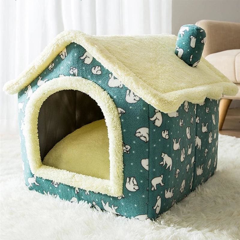 Heated Waterproof Outdoor Cat House with Foldable Design-Outdoor Cat House-Green House-M (44x36x39cm)-4-Colydia