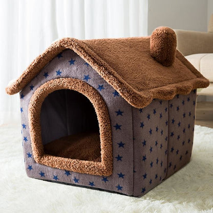 Heated Waterproof Outdoor Cat House with Foldable Design-Outdoor Cat House-Brown House-M (44x36x39cm)-6-Colydia