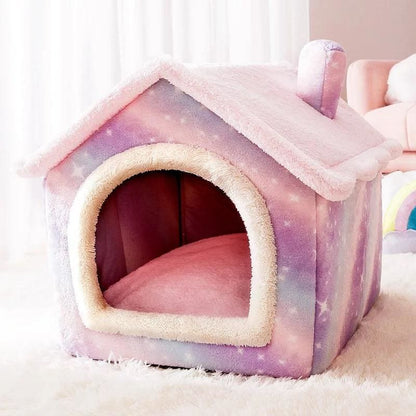 Heated Waterproof Outdoor Cat House with Foldable Design-Outdoor Cat House-Pink House-M (44x36x39cm)-5-Colydia