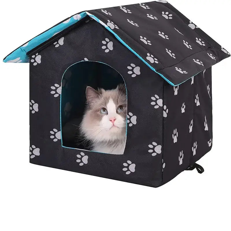 Weatherproof Outdoor Cat House with Heat Retention | S/M/L Sizes-Outdoor Cat House-Black-S (35x33x30 cm)-1-Colydia