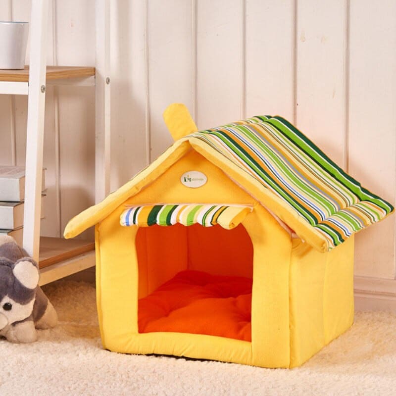 Cozy Indoor Cat House with Soft Fur and Non-Slip Base, 3 Sizes-Pet Bed-Yellow-S (35x30x30cm)-7-Colydia