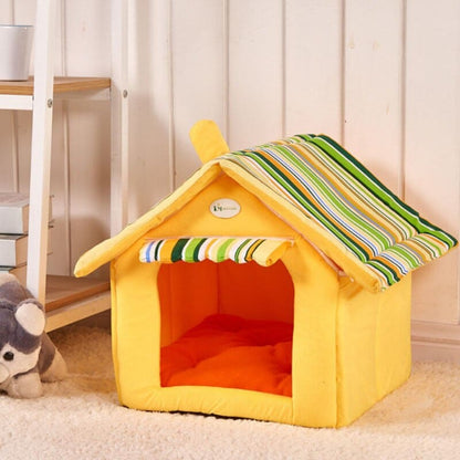 Cozy Indoor Cat House with Soft Fur and Non-Slip Base, 3 Sizes-Pet Bed-Yellow-S (35x30x30cm)-7-Colydia