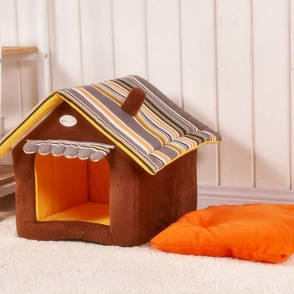 Cozy Indoor Cat House with Soft Fur and Non-Slip Base, 3 Sizes-Pet Bed-2-Colydia