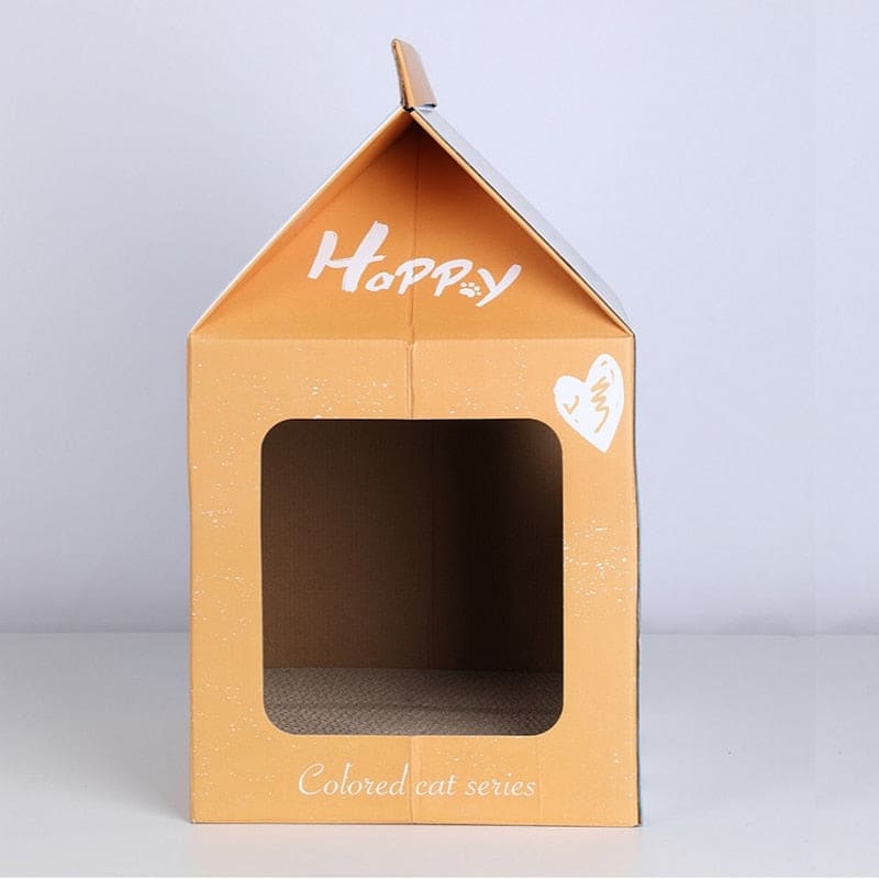 Eco-Friendly Cardboard Cat House with Scratching Post and Openings-Cat House/Playhouse-8-Colydia