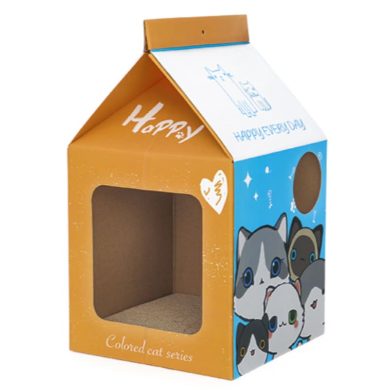 Eco-Friendly Cardboard Cat House with Scratching Post and Openings-Cat House/Playhouse-10-Colydia