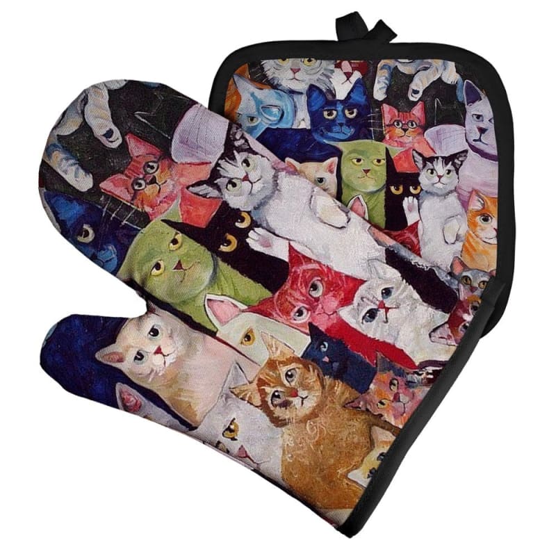 Cat Portrait Oven Glove & Pot Holder Set - Insulated & Stylish-Product Type: Kitchen Accessories Set-Cat Family-5-Colydia