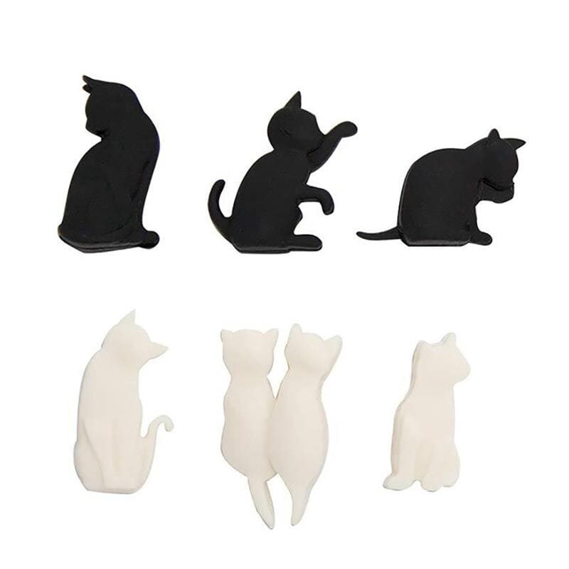 Cat-Shaped Glass Markers for Parties - Black & White Set of 6-Cat-Shaped Glass Markers-5-Colydia