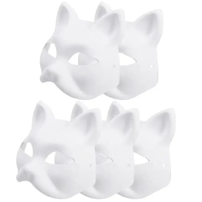 Kawaii DIY White Cat Masks Set – Perfect for Cosplay & Carnivals-DIY Cat Masks Set-5 pieces-8-Colydia