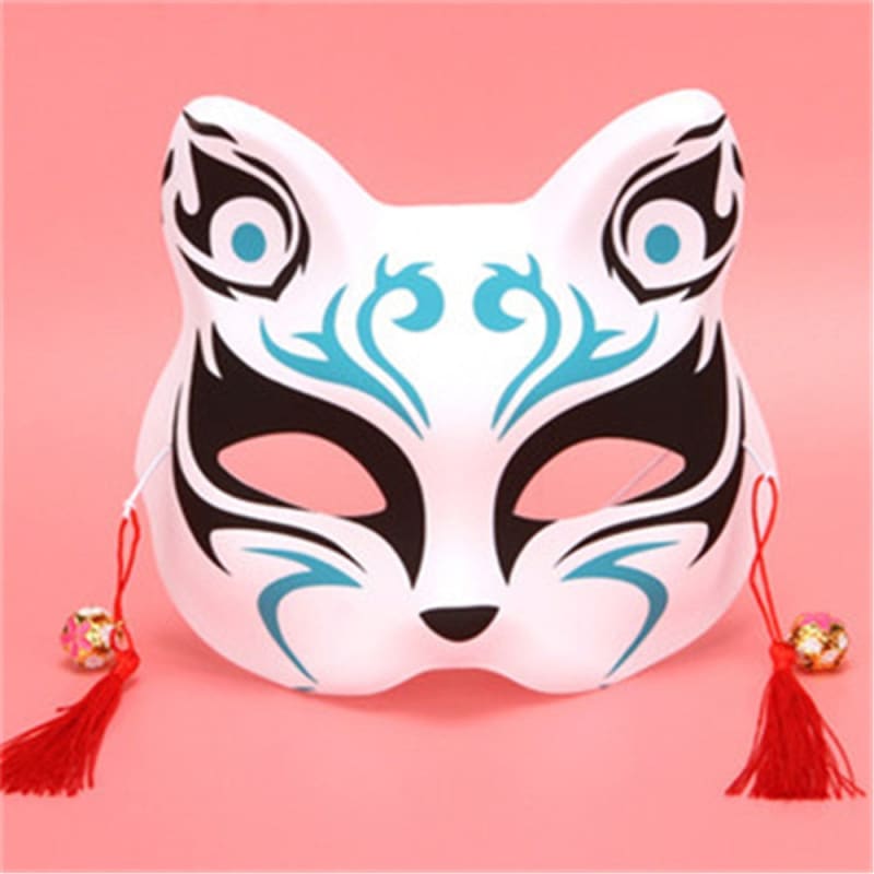 Japanese Cat Face Mask for Carnival and Cosplay - Elastic Fit-Cat Mask-Blue / black-2-Colydia