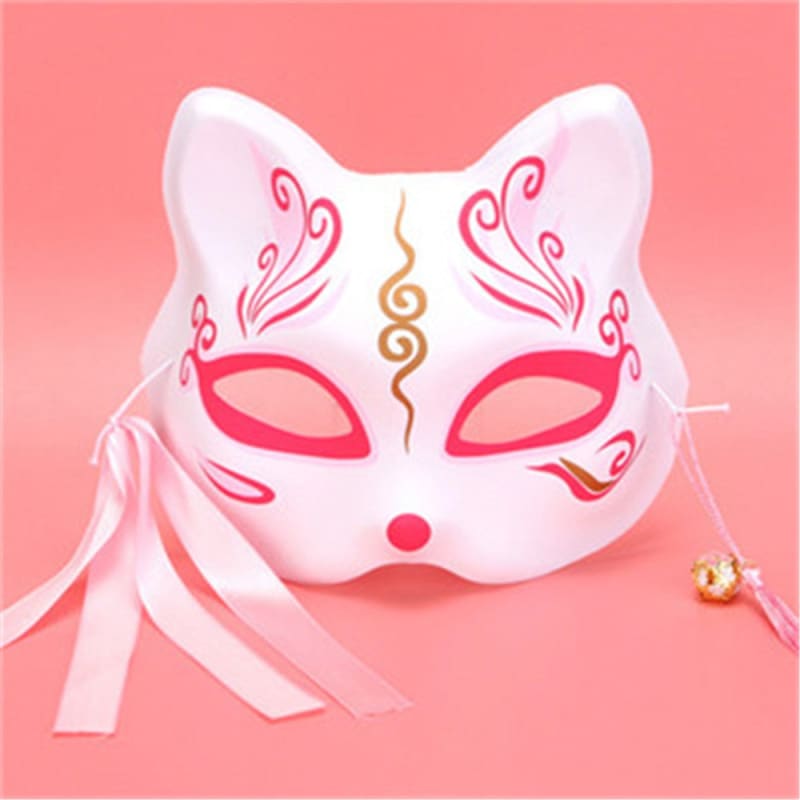 Japanese Cat Face Mask for Carnival and Cosplay - Elastic Fit-Cat Mask-White / pink-5-Colydia