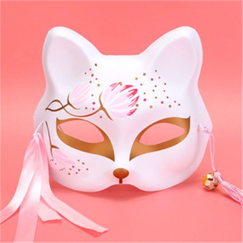 Japanese Cat Face Mask for Carnival and Cosplay - Elastic Fit-Cat Mask-White / gold-4-Colydia