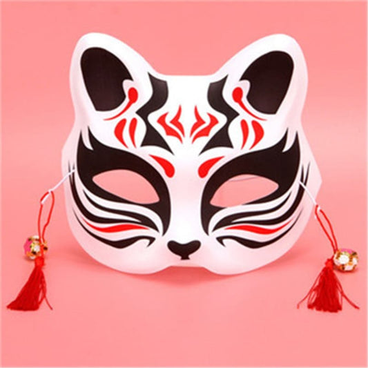 Japanese Cat Face Mask for Carnival and Cosplay - Elastic Fit-Cat Mask-Red / black-1-Colydia