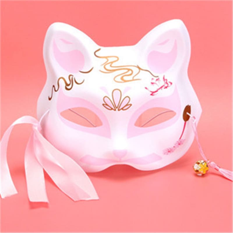 Japanese Cat Face Mask for Carnival and Cosplay - Elastic Fit-Cat Mask-White / light pink-6-Colydia