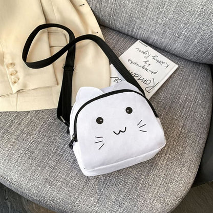 Mini Kawaii Cat Shoulder Bag with Sewn Ears & Zipper Pocket-Shoulder Bag-White cat-9-Colydia