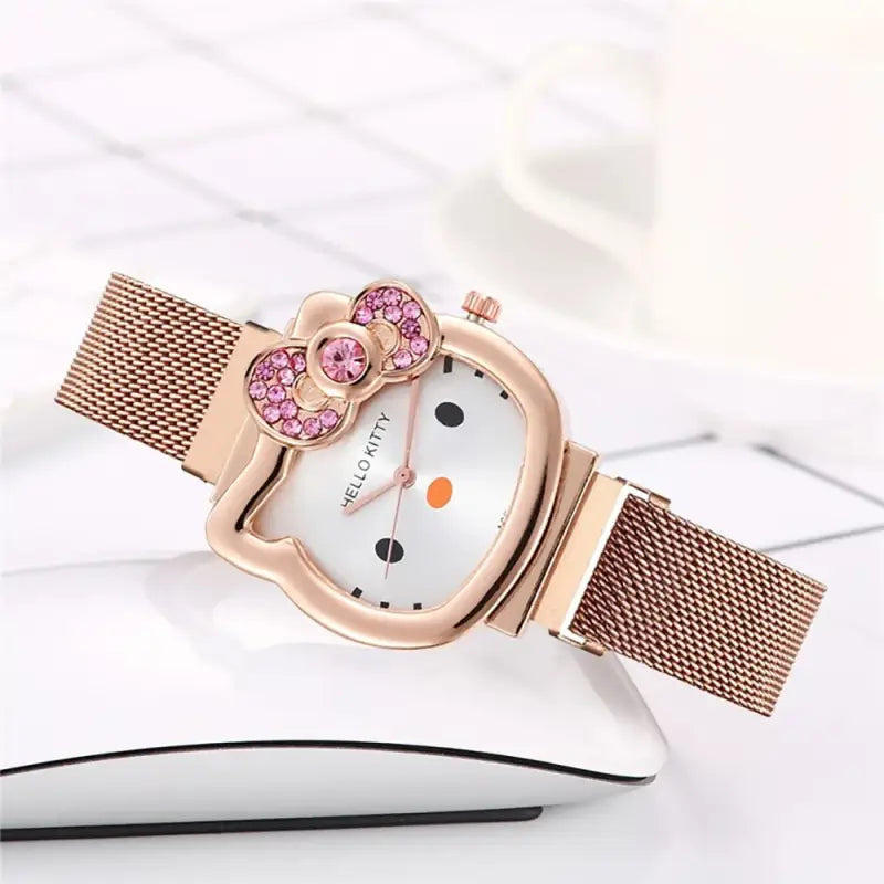 Women's Cat Head Shaped Watch with Magnetic Bracelet, Quartz Movement-Fashion Watch-1-Colydia