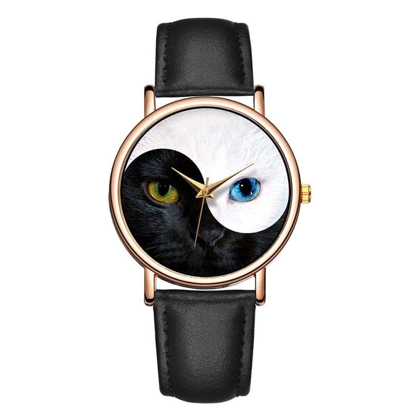 Limited Edition Cat Eyes Watch - Cute Design, Water-Resistant-Cat-Themed Watch-Black-1-Colydia