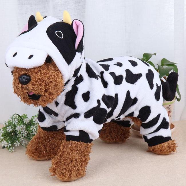 Cozy Fleece Pet Costume Cow Design - Fun, Easy Fit for Cats & Dogs-Pet Costume-4-Colydia