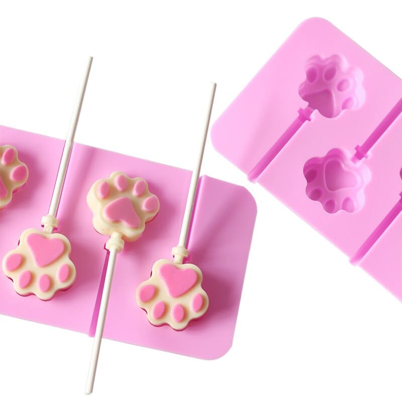 Silicone Cat Paw Lollipop Mold - Non-Stick, Food-Grade, 6 Cavities-Lollipop Mold-2-Colydia